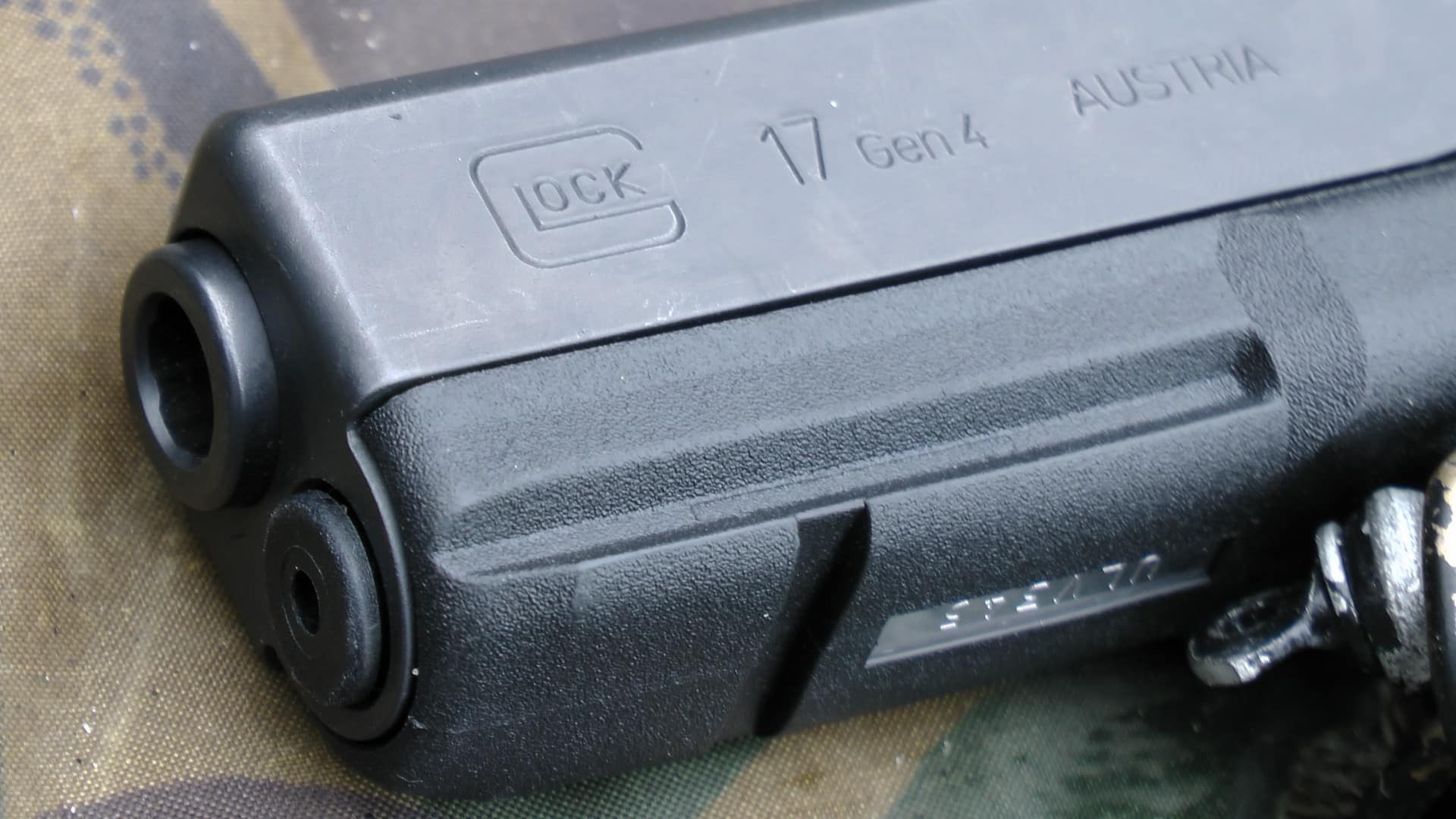 closeup of a handgun