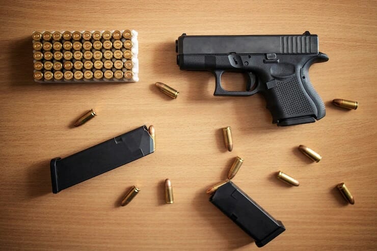 handgun and bullets