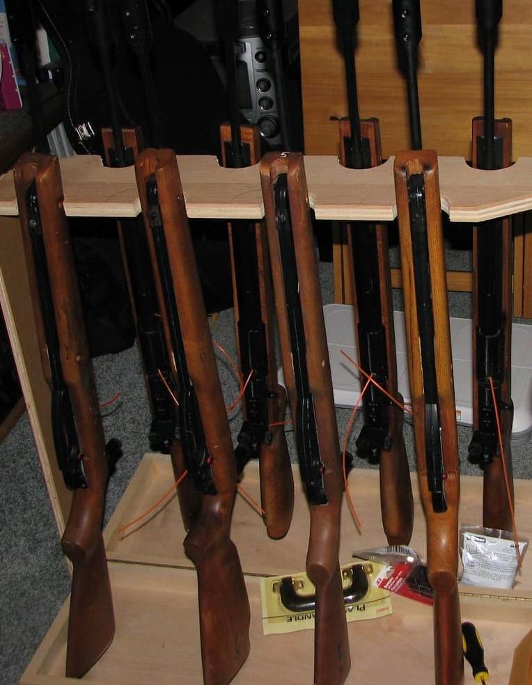 Rifles sorted in the storage