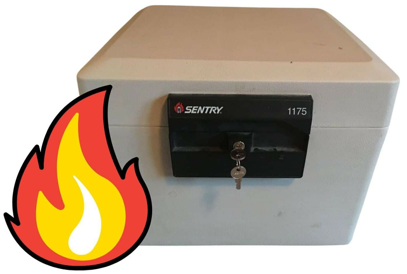 SentrySafe 1175 and a flame icon