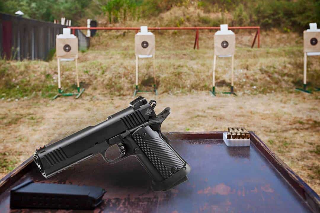 Rock Island pistol at the shooting range