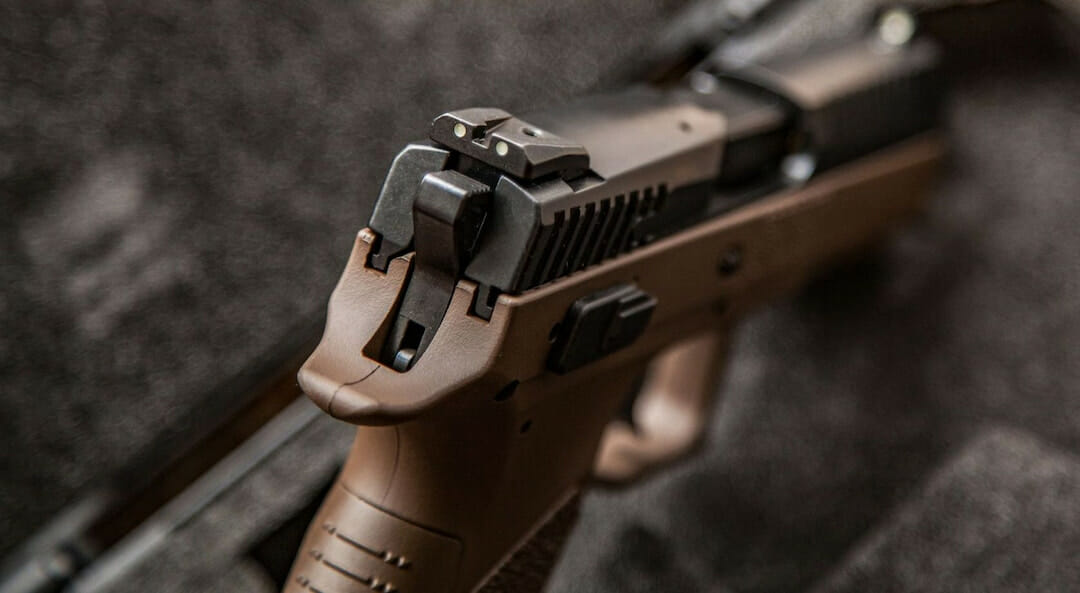 Closeup of a handgun