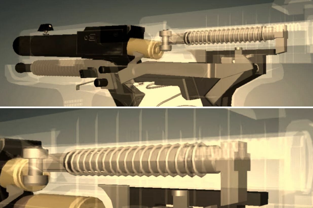 Animation of striked fired gun working